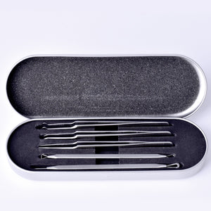 5pcs Surgical Stainless Steel Blackhead Remover Pimple Comedone Extractor Tool Best Acne Removal Kit In Metal Case