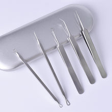 Load image into Gallery viewer, 5pcs Surgical Stainless Steel Blackhead Remover Pimple Comedone Extractor Tool Best Acne Removal Kit In Metal Case